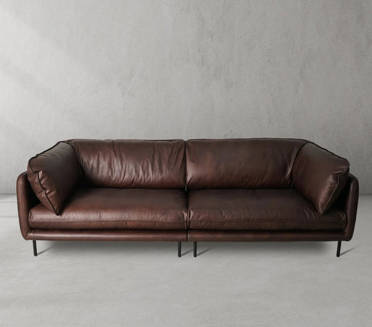 Mercury Long Arm Leather & Mental Sofa