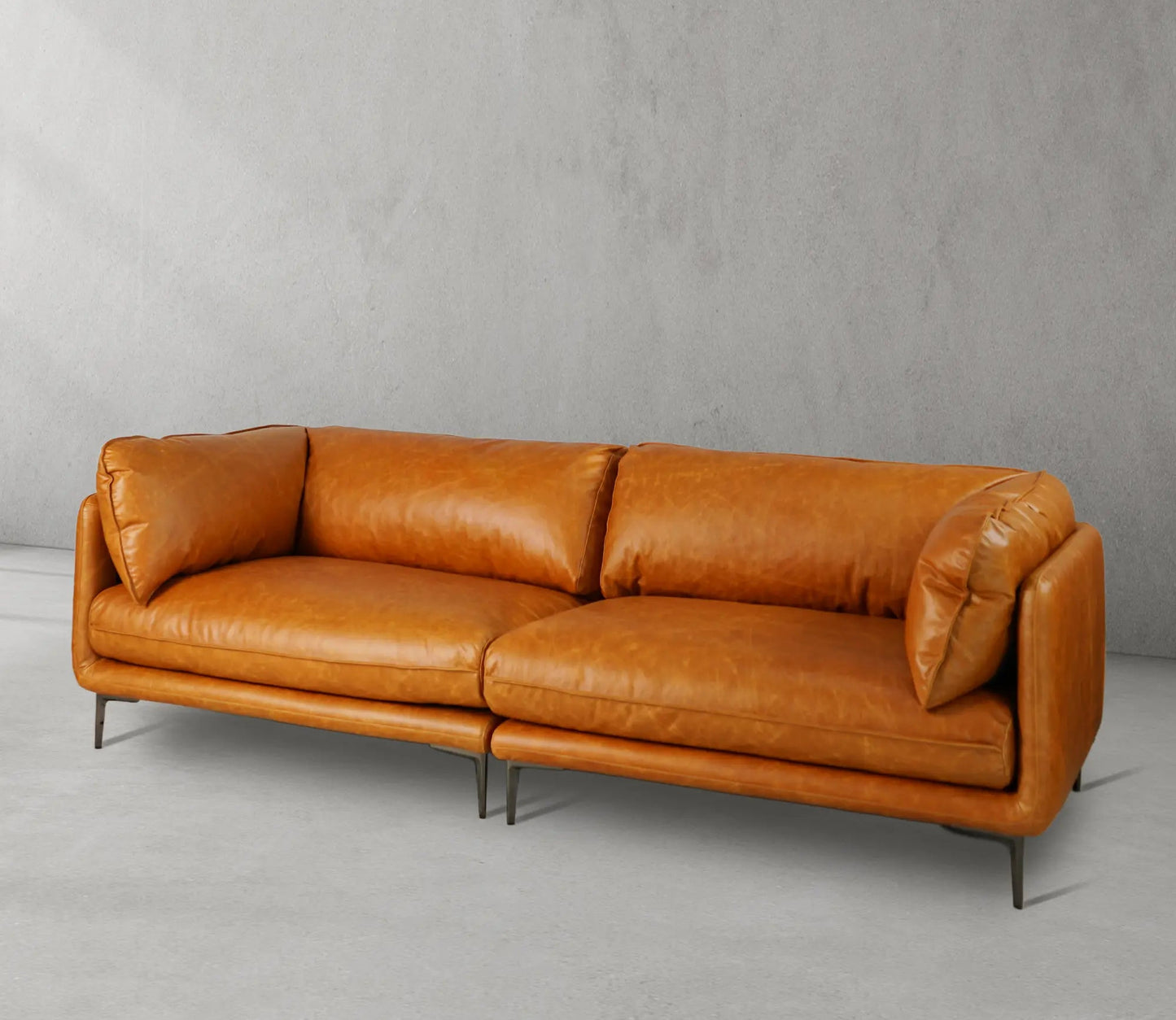 Mercury Long Arm Leather & Mental Sofa