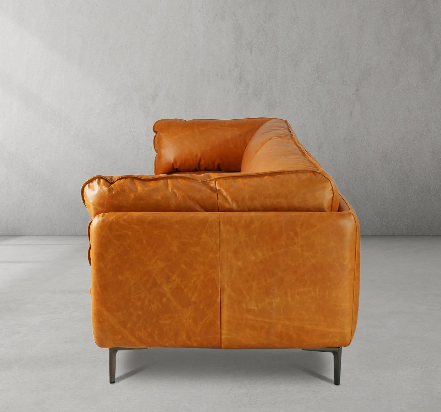 Mercury Long Arm Leather & Mental Sofa