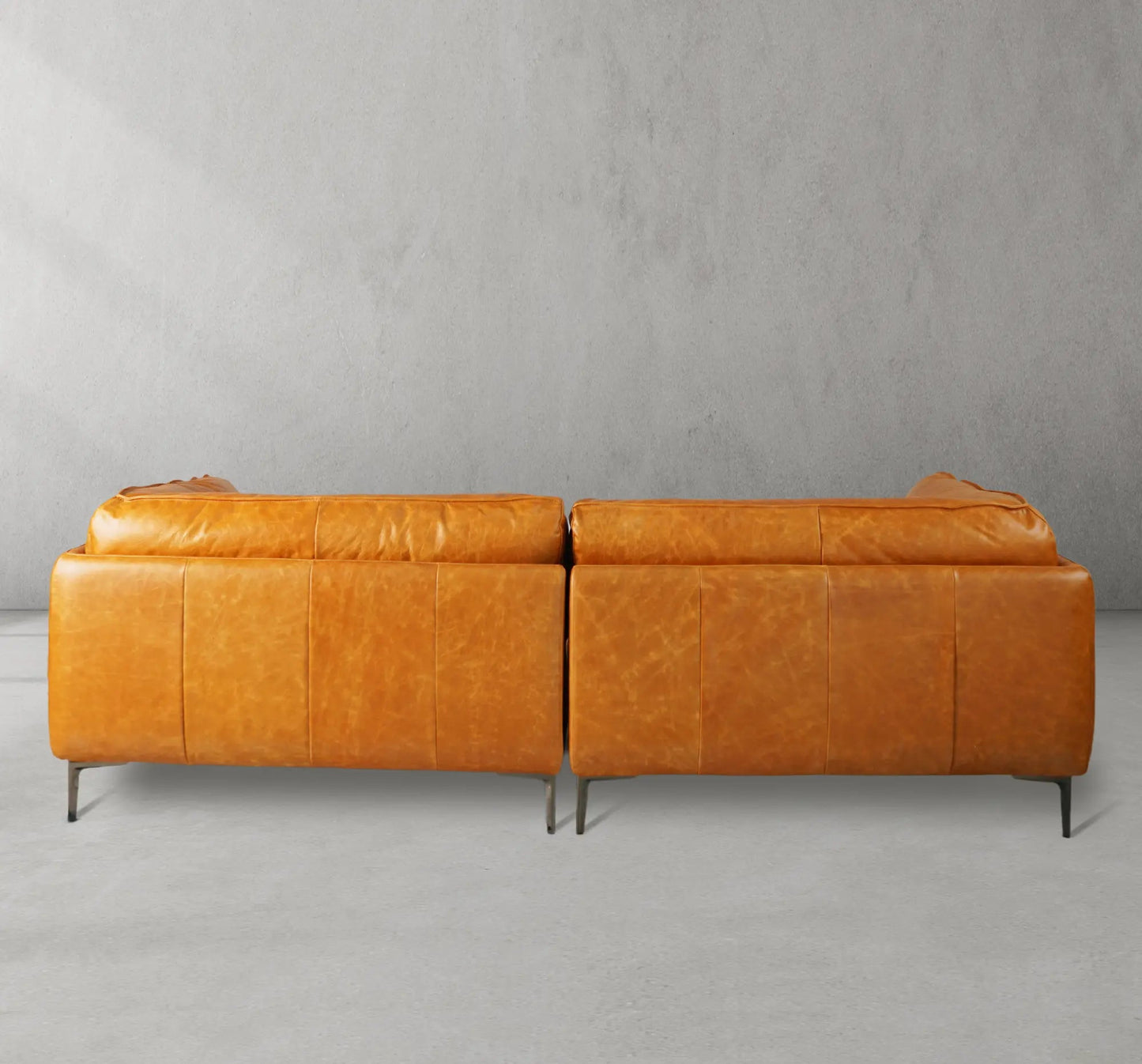 Mercury Long Arm Leather & Mental Sofa