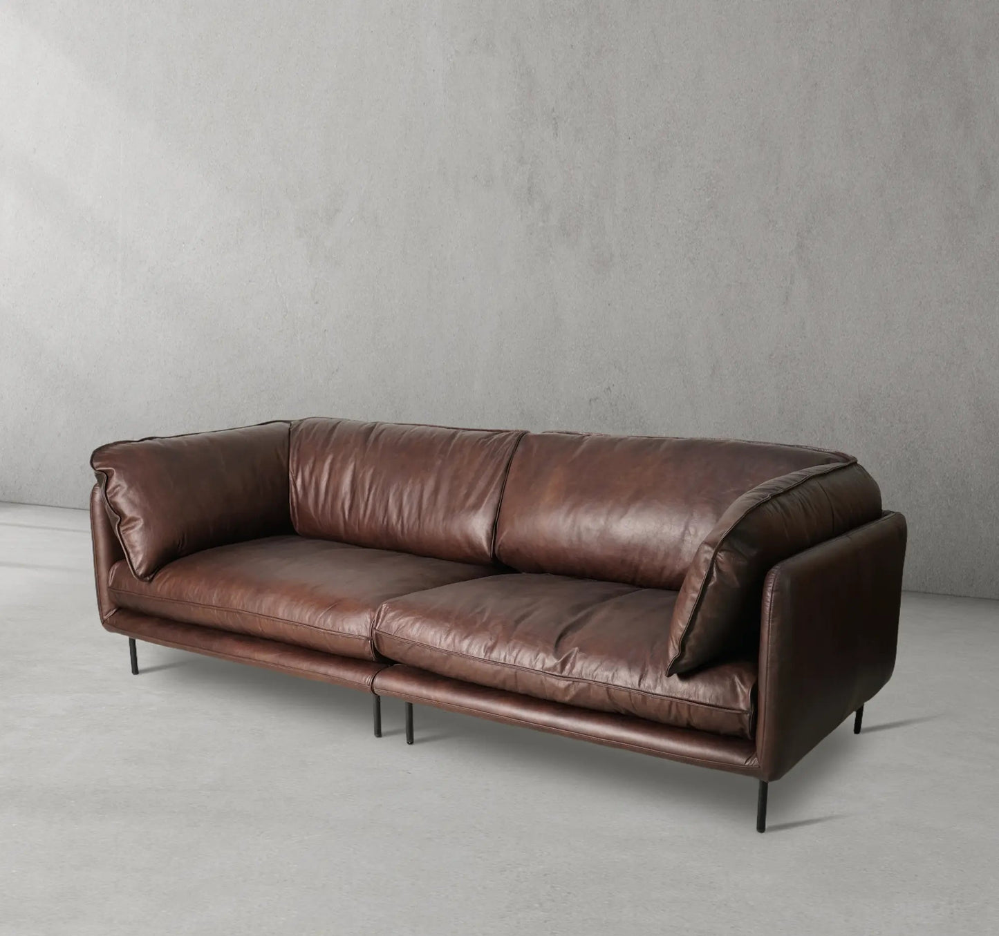 Mercury Long Arm Leather & Mental Sofa