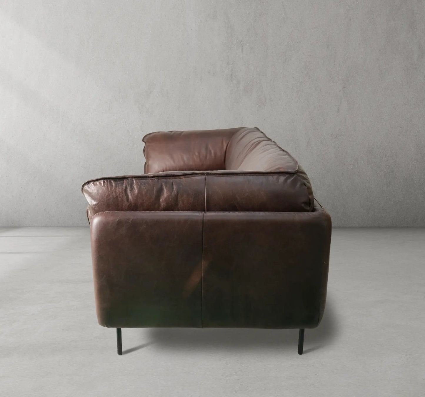 Mercury Long Arm Leather & Mental Sofa