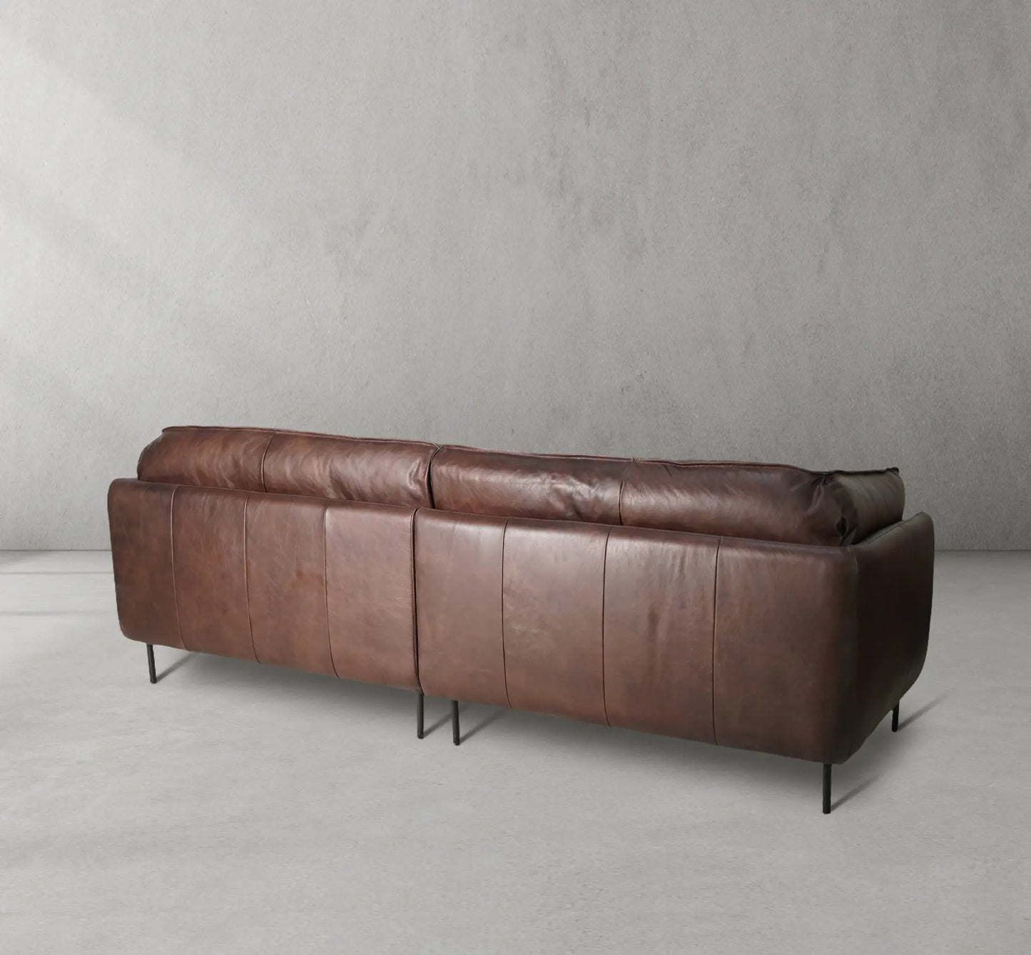 Mercury Long Arm Leather & Mental Sofa
