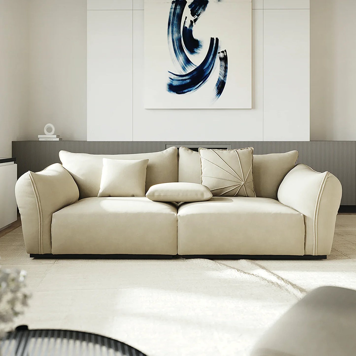 Minimalist Stainless Steel Frame Fabric Sofa