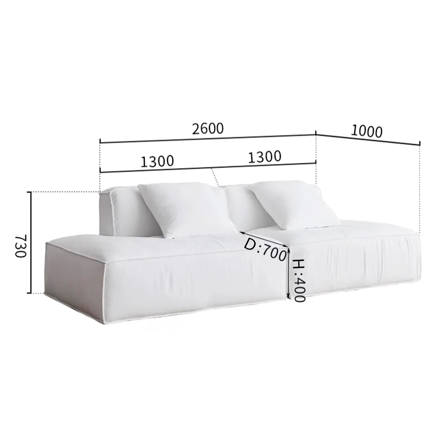 Linen Floating Island Sofa